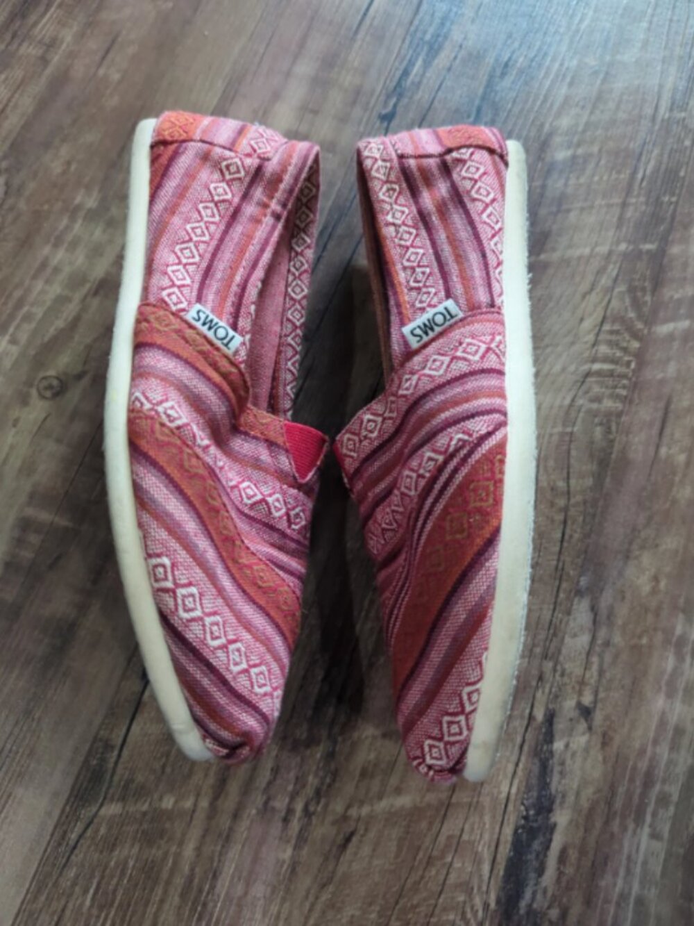 TOMS Red Patterned Slip-On Shoes - Women's